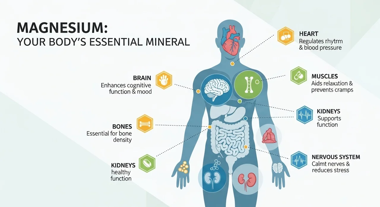 한눈에 보는 마그네슘 주요 효능 TOP 5