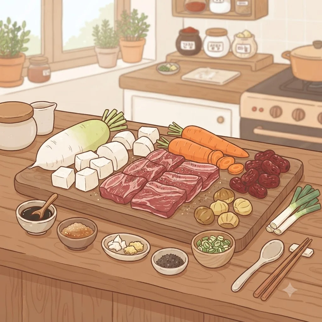 소갈비찜 레시피의 시작, 맛을 결정하는 재료 준비